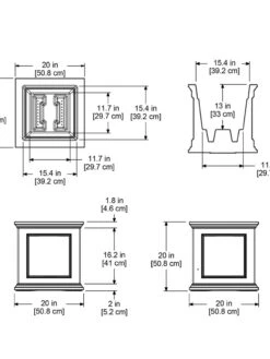 Fairfield Self-Watering Square Planter, 20” X 20” -Garden Care Supplies 39618 16V tif