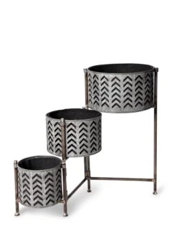 Galvanized Grow Bag Triple Planters With Stand -Garden Care Supplies 8609180 4812 tif