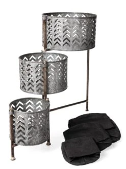 Galvanized Grow Bag Triple Planters With Stand -Garden Care Supplies 8609180 4817 tif