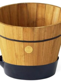 VegTrug® Build-a-Barrel Wooden Planter With Self-Watering Reservoir Tray, 18" -Garden Care Supplies 8610253 01V tif