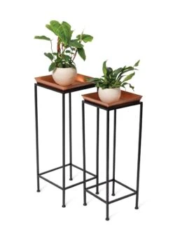 Square Nesting Plant Stands With Trays, Set Of 2 -Garden Care Supplies 8611014 2872 tif