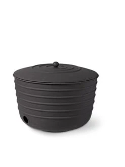 Matte Black Ribbed Hose Pot With Lid -Garden Care Supplies 8611991 5867 tif