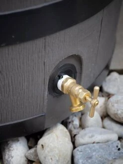 Round Rain Barrel With Planter, 35 Gallons -Garden Care Supplies 8612856BK 10V tif