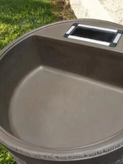 Round Rain Barrel With Planter, 35 Gallons -Garden Care Supplies 8612856WALNT 02V tif