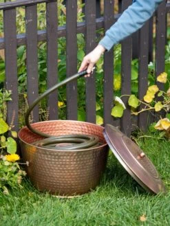 Hammered Copper Hose Pot With Lid -Garden Care Supplies 8613311 0012