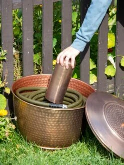 Hammered Copper Hose Pot With Lid -Garden Care Supplies 8613311 0019